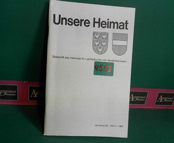 Unsere Heimat. - Jahrgang 63, Heft 3, 1992.  - Zeitschrift für Landeskunde von Niederösterreich.