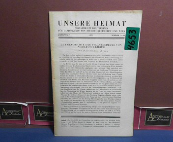 Verein fr Landeskunde von Niedersterreich (Hrsg.):  Unsere Heimat. -  Jahrgang 23, 1952, Nr. 11/12 - Monatsblatt des Vereines fr Landeskunde von Niedersterreich und Wien. 