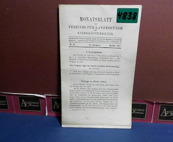 Verein fr Landeskunde von Niedersterreich (Hrsg.):  IX. Jahrgang 1910 Nr. 10, - Monatsblatt des Vereines fr Landeskunde  von Niedersterreich. 