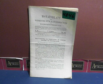 Verein fr Landeskunde von Niedersterreich (Hrsg.):  X. Jahrgang 1911 Nr. 18, - Monatsblatt des Vereines fr Landeskunde  von Niedersterreich. 