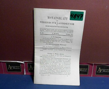 Verein fr Landeskunde von Niedersterreich (Hrsg.):  X. Jahrgang 1911 Nr. 22, - Monatsblatt des Vereines fr Landeskunde  von Niedersterreich. 