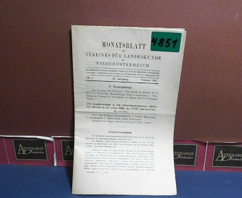 Verein fr Landeskunde von Niedersterreich (Hrsg.):  XI. Jahrgang 1912 Nr. 2, - Monatsblatt des Vereines fr Landeskunde  von Niedersterreich. 
