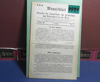 II. Jahrgang 1927 Nr. 11, - Monatsblatt des Vereines für Landeskunde  von Niederösterreich.