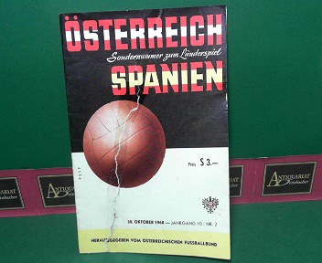 Österreichisches Fussball-Blatt, 10.Jahrgang, Heft 2, 30.Oktober 1960. - Sondernummer zum Länderspiel Österreich - Spanien.