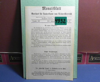 Verein fr Landeskunde von Niedersterreich (Hrsg.):  V. Jahrgang, II. Band 1906 und 1907 - Monatsblatt des Vereines fr Landeskunde  von Niedersterreich. 
