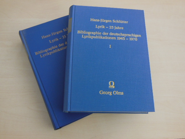 Lyrik - 25 Jahre. Bibliographie der deutschsprachigen Lyrikpublikationen 1945 - 1970. 2 Bände. - Schlütter, Hans-Jürgen