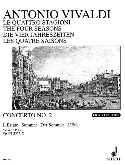 Die vier Jahreszeiten op. 8/2 RV 315 / PV 336 Der Sommer g-Moll Klavierauszug mit Solostimme  Urtext Edition - Vivaldi, Antonio; Launchbury, Simon / Salter, Lionel (Hrsg.)