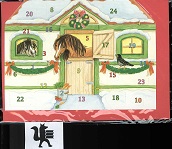   Pferde-Weihnacht im Stall.(Mit Glitzer) Mini-Adventskalender mit Kuvert. 