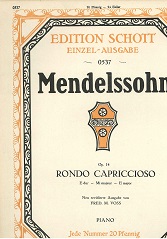 Mendelssohn Bartoldy, Felix:  Rondo capriccioso. Opus 14. Piano Einzel-Ausgabe 