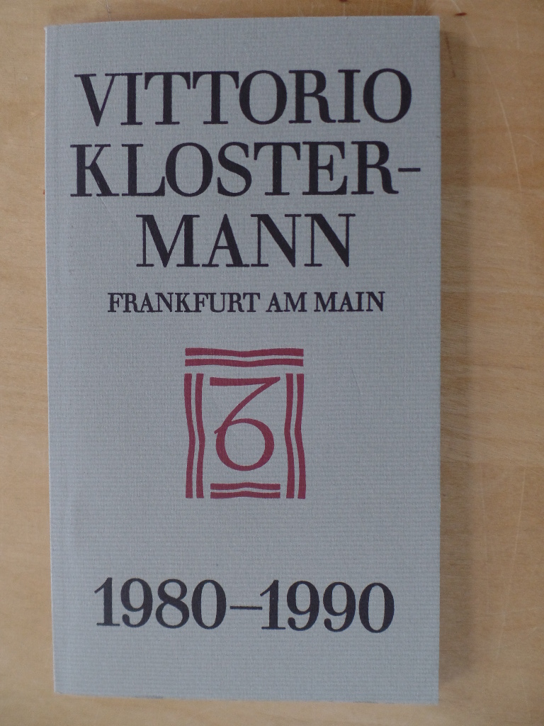 Vittorio Klostermann (Frankfurt am Main): Verlagskatalog; Teil: Nachtr. 1980 - 1990