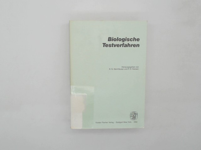 Steinhuser, Klaus G und Peter D Hansen: Biologische Testverfahren: Beitrge zu den Biotest-Statusseminaren 1989 und 1992 (Schriftenreihe des Vereins fr Wasser-, Boden- und Lufthygiene e.V.) Auflage: 1