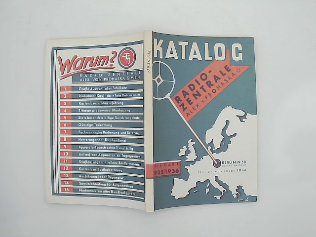  Katalog der Radiozentrale Alex V. Prohaska GmbH Berlin N 58 - 1935/1936