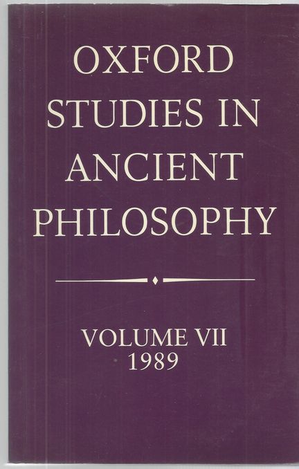 Oxford Studies in Ancient Philosophy, 1989 - Annas, Julia
