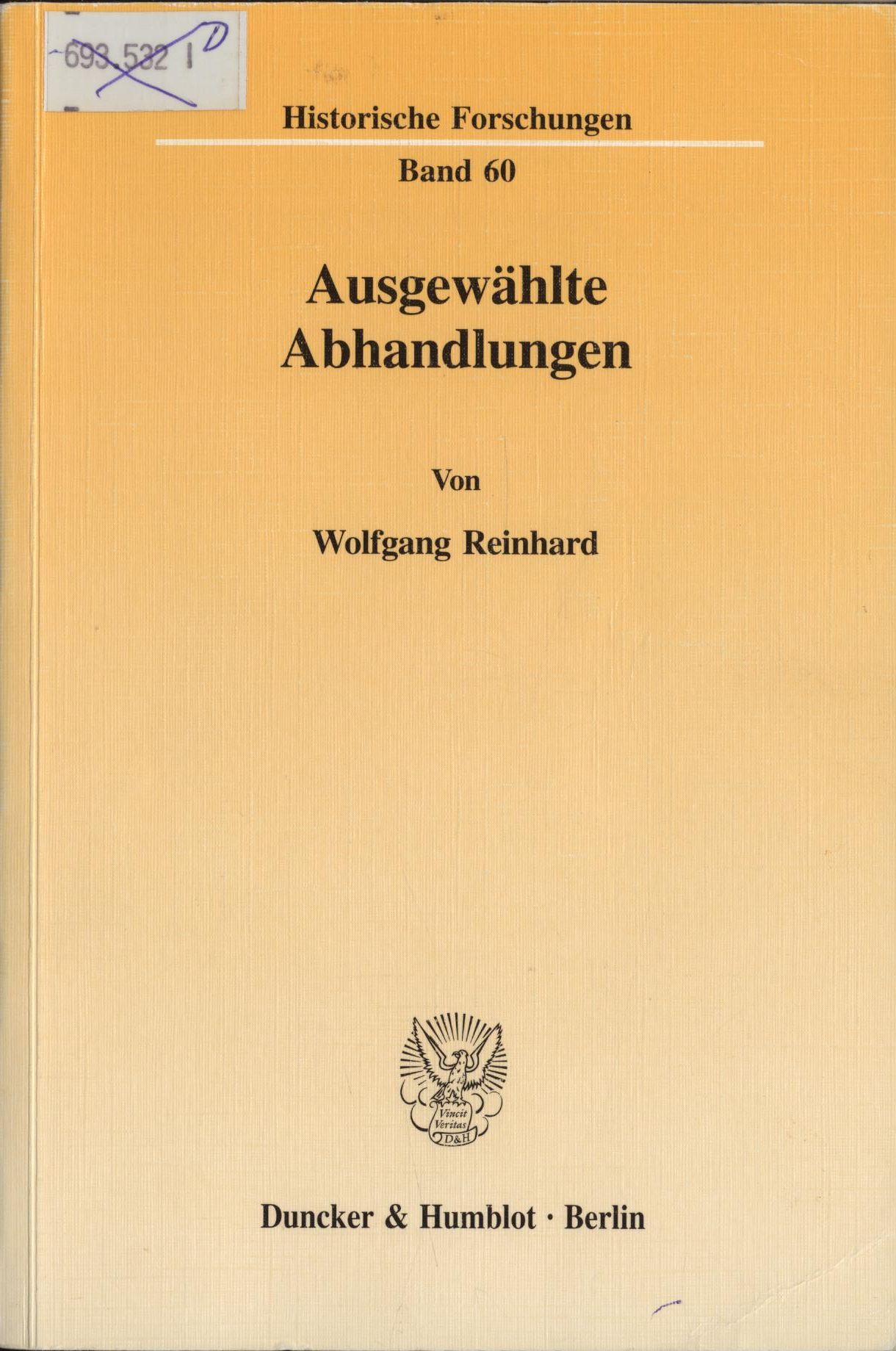 Ausgewählte Abhandlungen. - Reinhard, Wolfgang