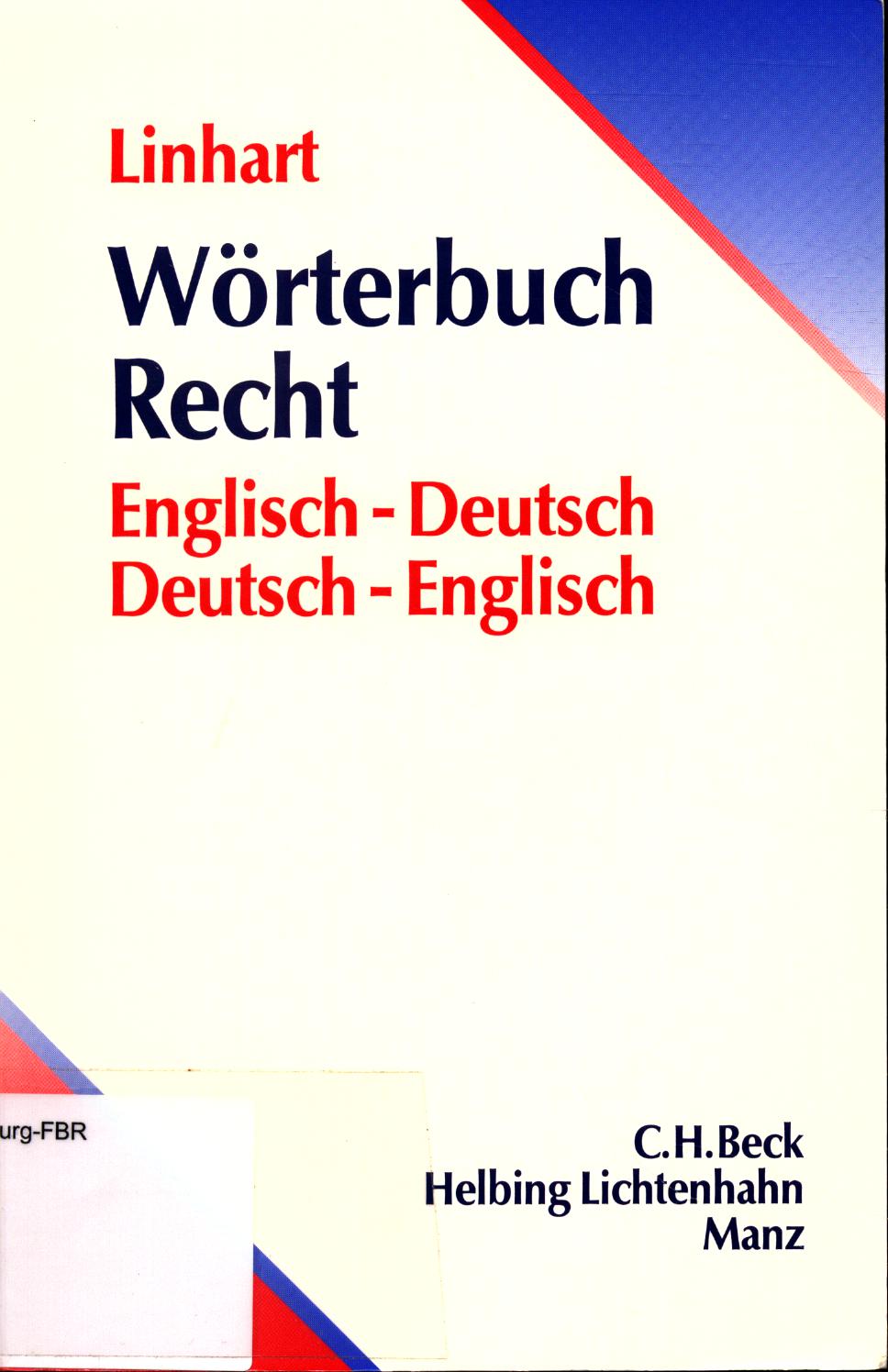Wörterbuch Recht Englisch-Deutsch / Deutsch-Englisch - Linhart, Karin