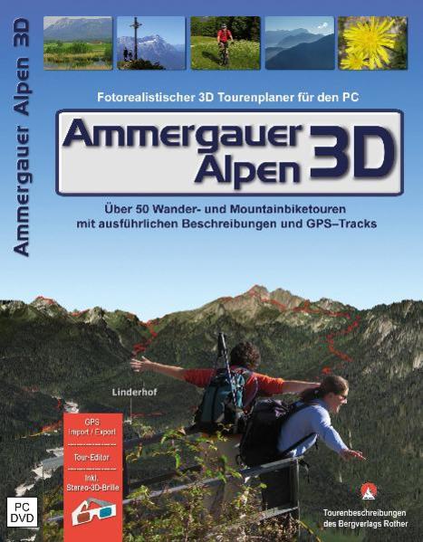 Ammergauer Alpen 3D, 1 DVD-ROM Fotorealistischer 3d Tourenplaner für den PC. Über 50 Wander- und Montainbiketouren mit ausführlichen Beschreibungen und GPS-Tracks. GPS Import/Export, Tour-Editor