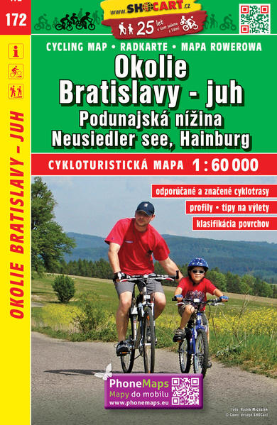 Okolie Bratislavy - juh, Podunajská nížina / Umgebung Pressburg - Süd, Donautiefland (Radkarte 1:60.000 - SHOCart, spol. s r.o.