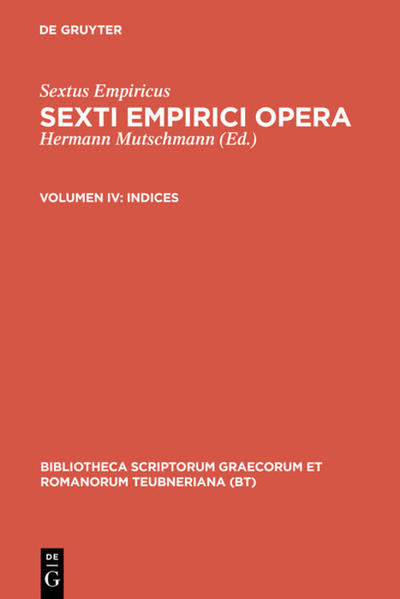 Sextus Empiricus: Sexti Empirici opera / Indices - Sextus Empiricus und Karel Janacek