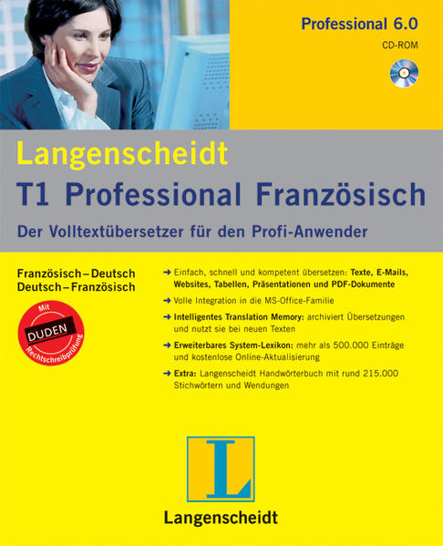 Langenscheidt T1 Volltextübersetzer Version 6.0 / Professional Französisch Der Textübersetzer für den Profi-Anwender. Französisch- Deutsch /Deutsch-Französisch