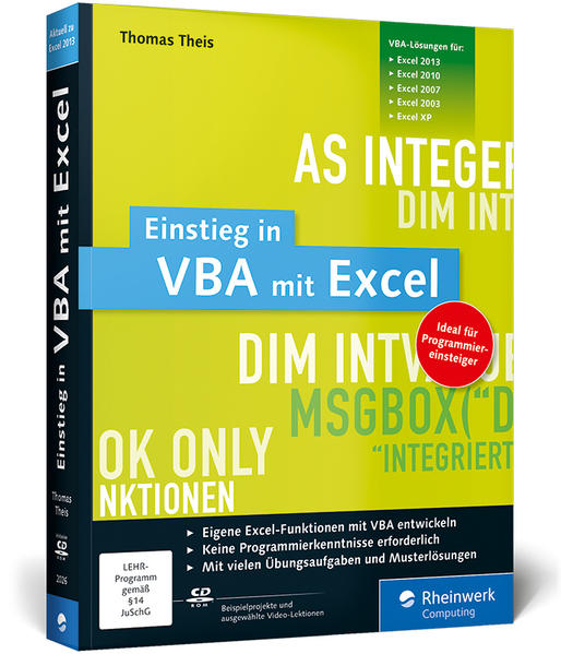 Einstieg in VBA mit Excel Für Microsoft Excel 2002 bis 2013 - Theis, Thomas