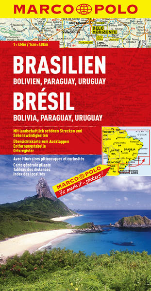 MARCO POLO Kontinentalkarte Brasilien, Bolivien, Paraguay, Uruguay 1:4 000 000