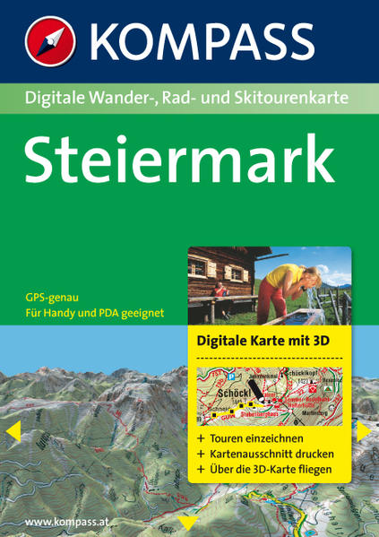 Steiermark 3D Digitale Wander-, Rad- und Skitourenkarte. GPS-genau.
