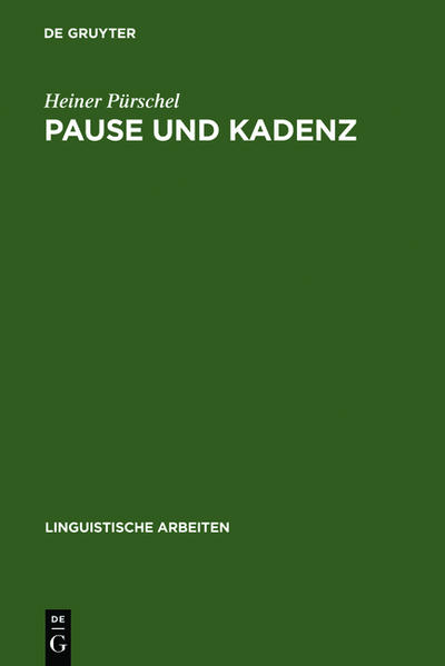 Pause und Kadenz Interferenzerscheinungen bei der englischen Intonation deutscher Sprecher - Pürschel, Heiner