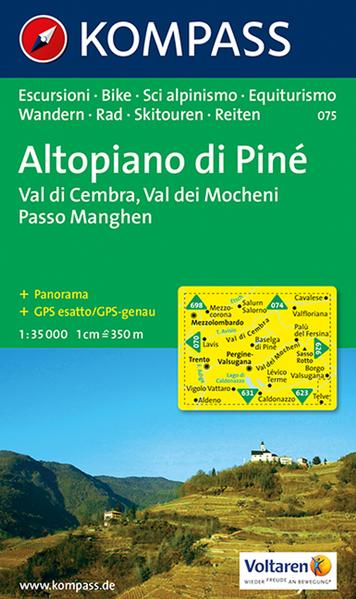 KOMPASS Wanderkarte 075 Altopiano di Piné - Val di Cembra - /Val dei Mocheni - /Passo Manghen Wanderkarte mit Panorama, Radrouten und alpinen Skirouten. GPS-genau. Dt. /Ital. 1:35000 1. Auflage - KOMPASS-Karten GmbH