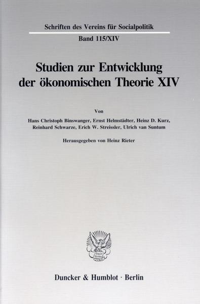 Johann Heinrich von Thünen als Wirtschaftstheoretiker. Studien zur Entwicklung der ökonomischen Theorie XIV. - Rieter, Heinz