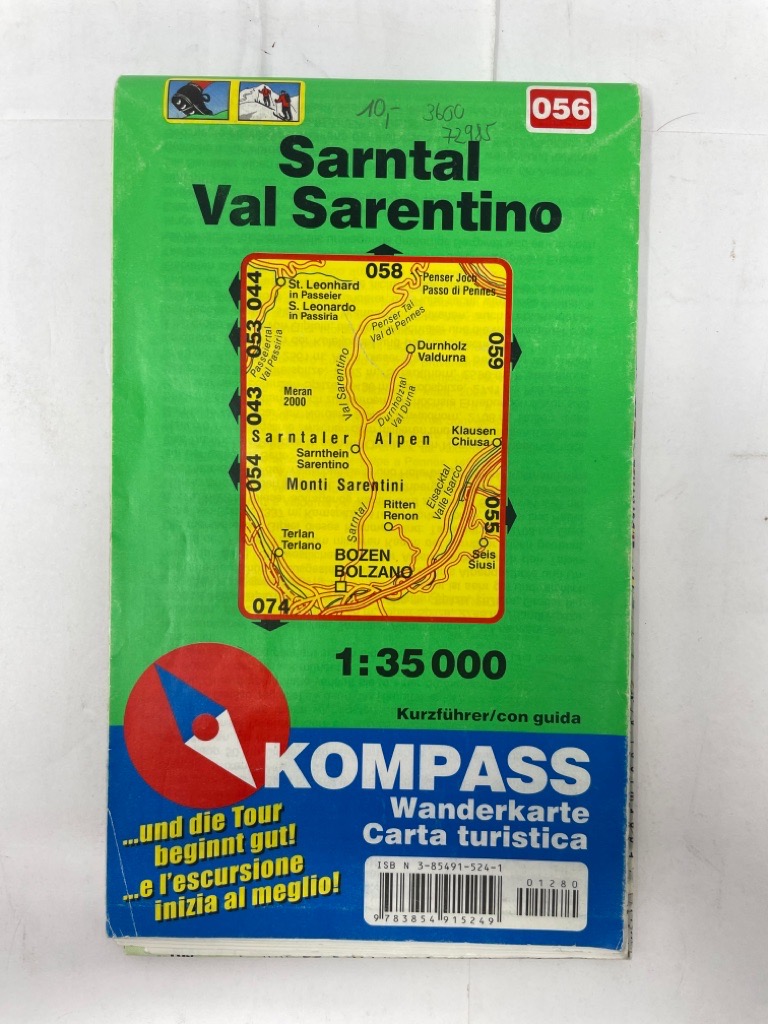 Sarntal : Wander-, Rad- und Skitourenkarte ; mit Kompass-Lexikon = Val Sarentino.  Wanderkarte Nr. 056
