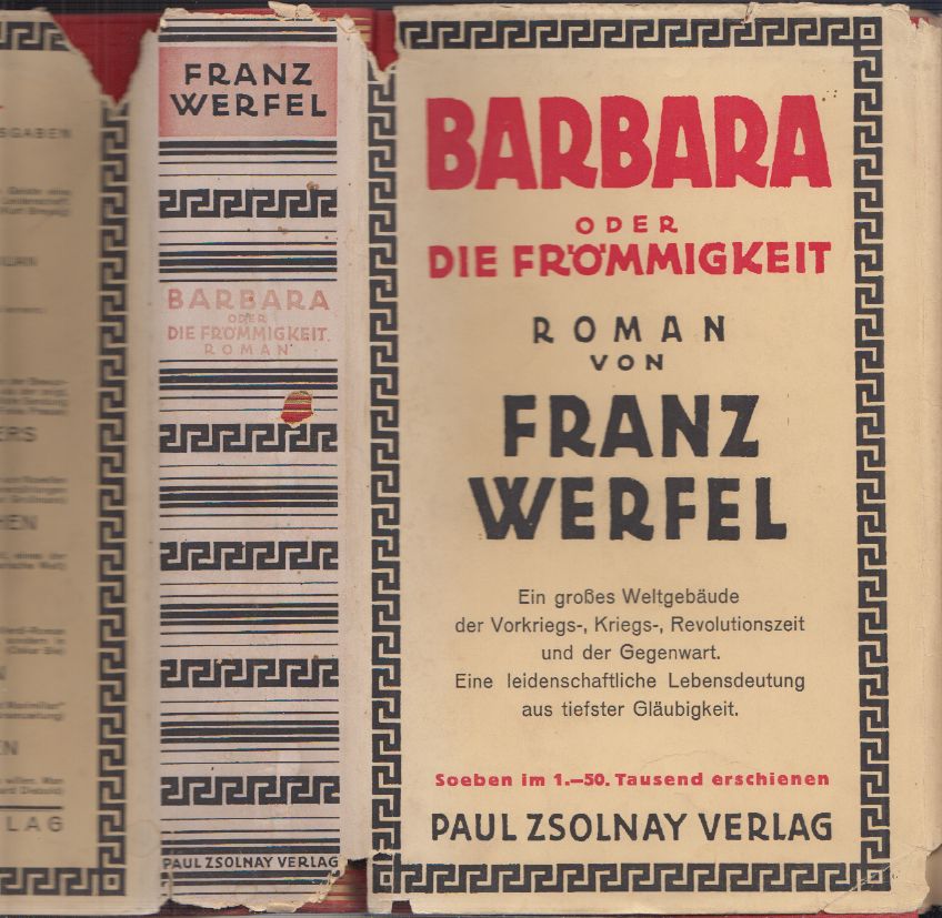 WERFEL, Franz. Barbara oder die Frmmigkeit.