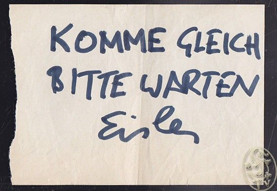 EISLER, Georg, Maler (1928-1998). Eigenh. Zettel.