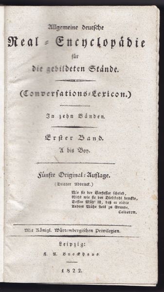  Allgemeine deutsche Real-Encyclopdie fr die gebildeten Stnde. (Conversations-Lexicon.) In zehn Bnden.
