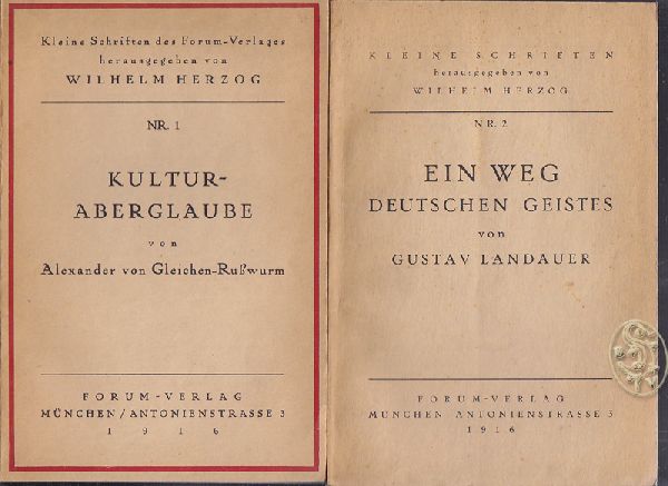  Kleine Schriften des Forum-Verlages. Herausgegeben von Wilhelm Herzog.