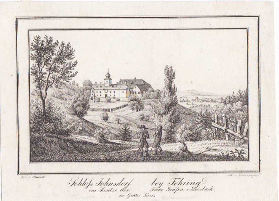  Schloss Johnsdorf bey Fehring im Besitz der Frau Grfin v. Gleisbach, in Grtz. Kreis.