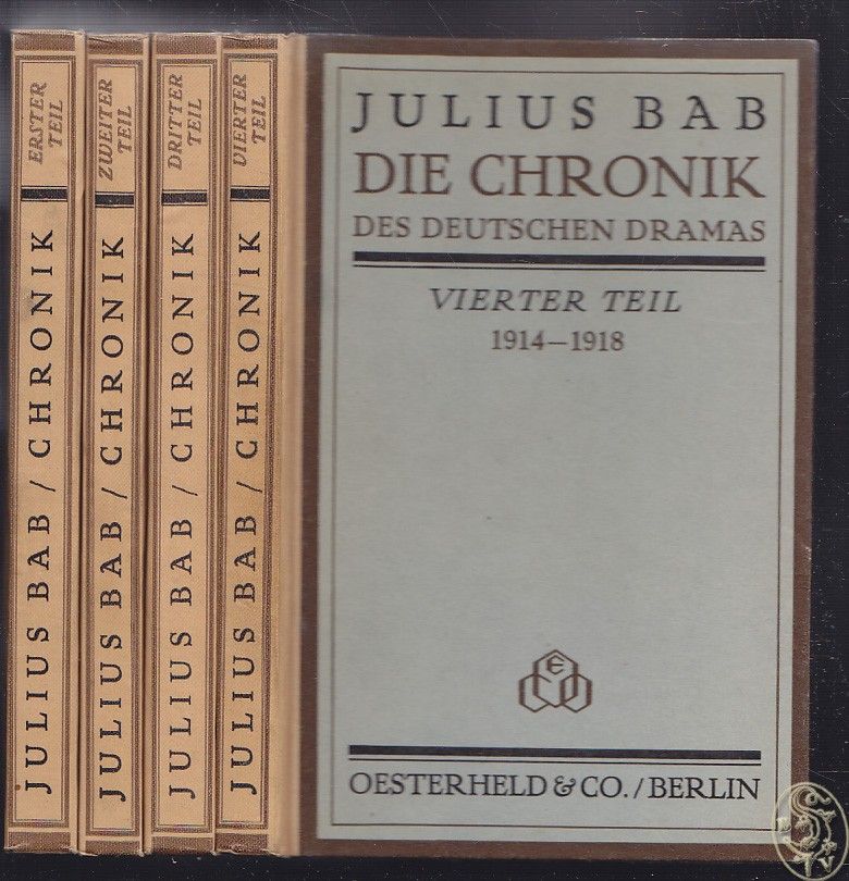 BAB, Julius. Die Chronik des deutschen Dramas 1900-1918.