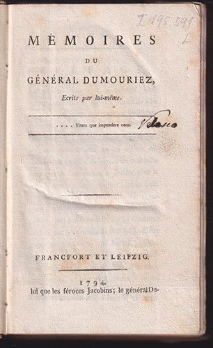 DUMOURIEZ (Charles-Franois Du Prier). Mmoires du Gnral Dumouriez. Ecrits par lui-mme.