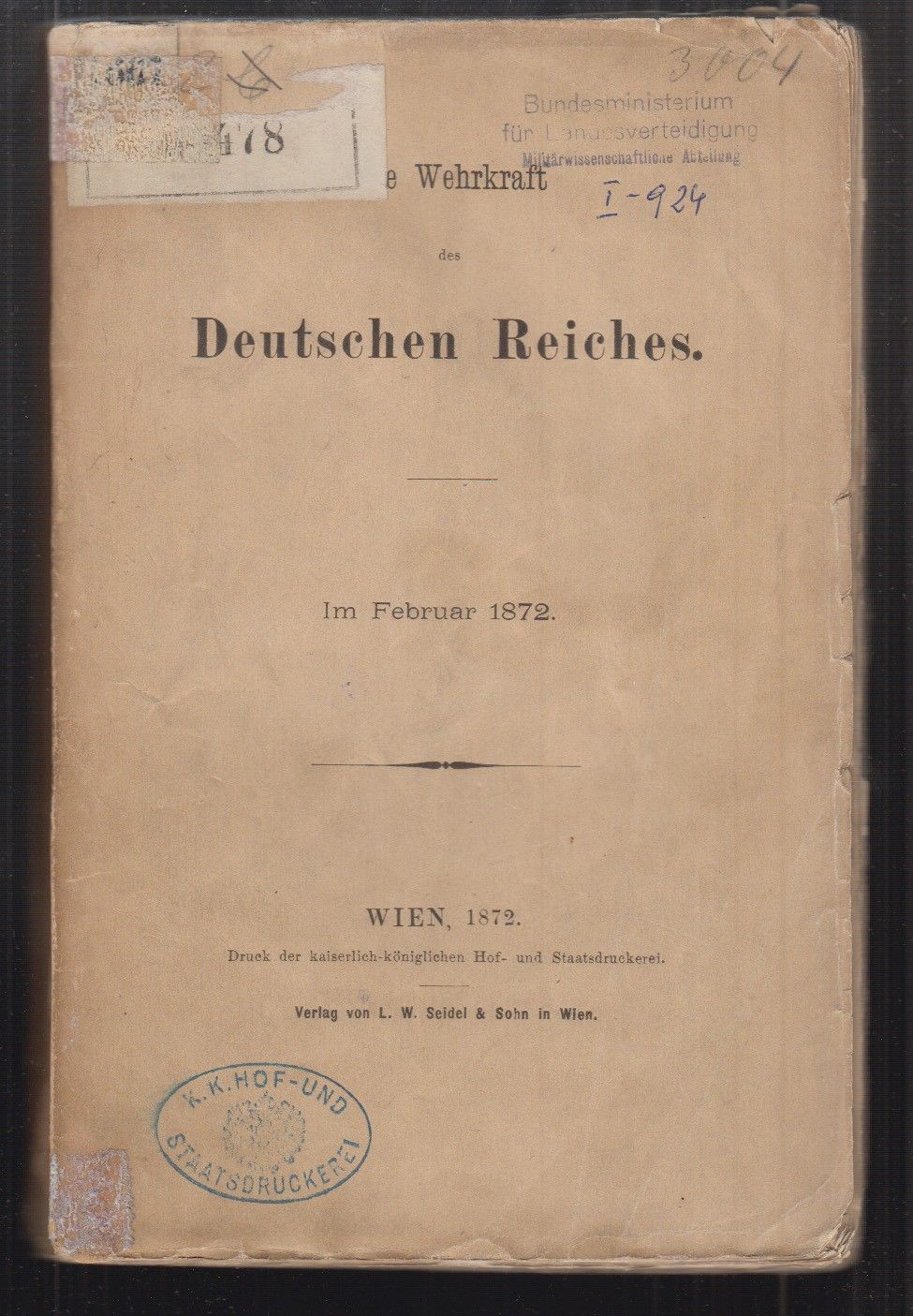  Die Wehrkraft des Deutschen Reiches. Im Februar 1872.