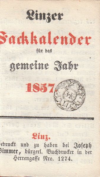  Linzer Sackkalender fr das gemeine Jahr 1857.
