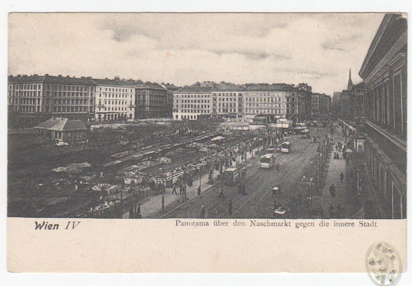  Wien IV. Panorama ber den Naschmarkt gegen die innere Stadt.