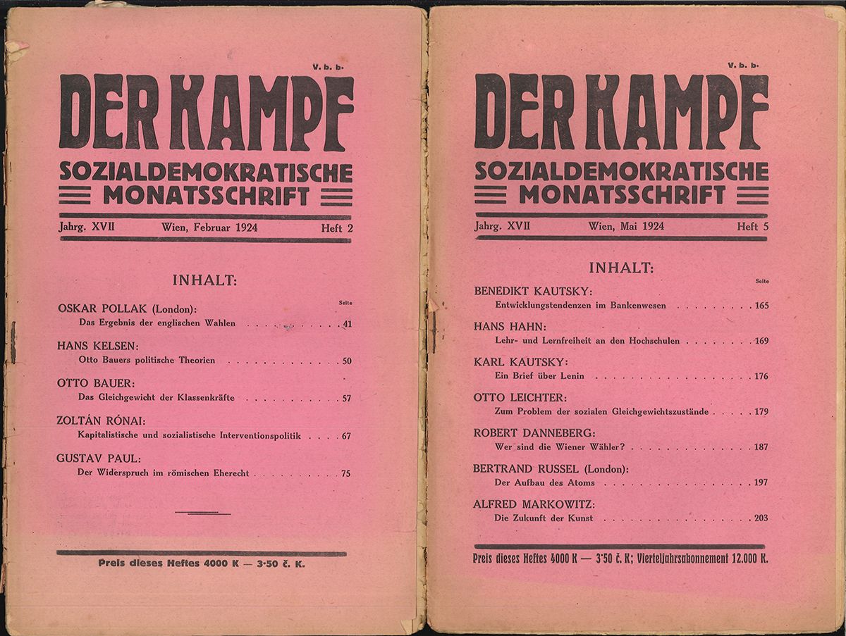  Der Kampf. Sozialdemokratische Monatsschrift. Hrsg. Friedrich Adler.