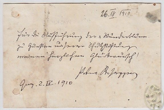 ROSEGGER, Peter, Schriftsteller (1843-1918). Eh. Postkarte m. Sign.