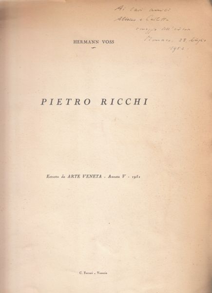 RICCI - VOSS, Hermann. Pietro Ricci.