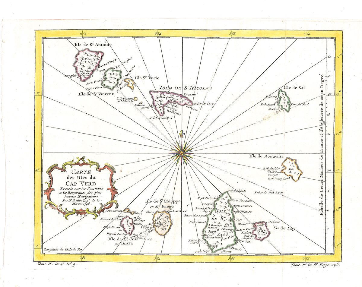 Carte des Isles du Cap Verd. Dressée sur les Journaux et les Remarques des plus habiles Navigateurs. Par N. Bellin Ingr. de la Marine 1746.