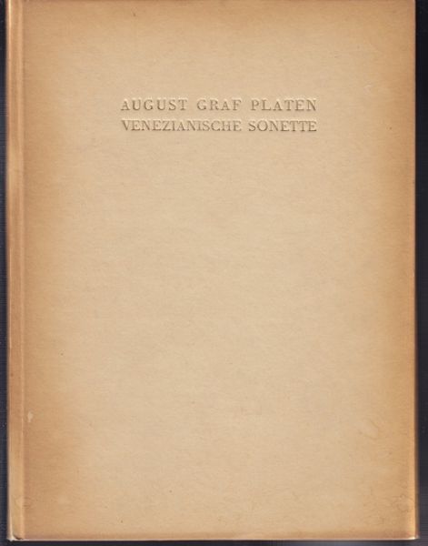 PLATEN, August Graf v. Venezianische Sonette.