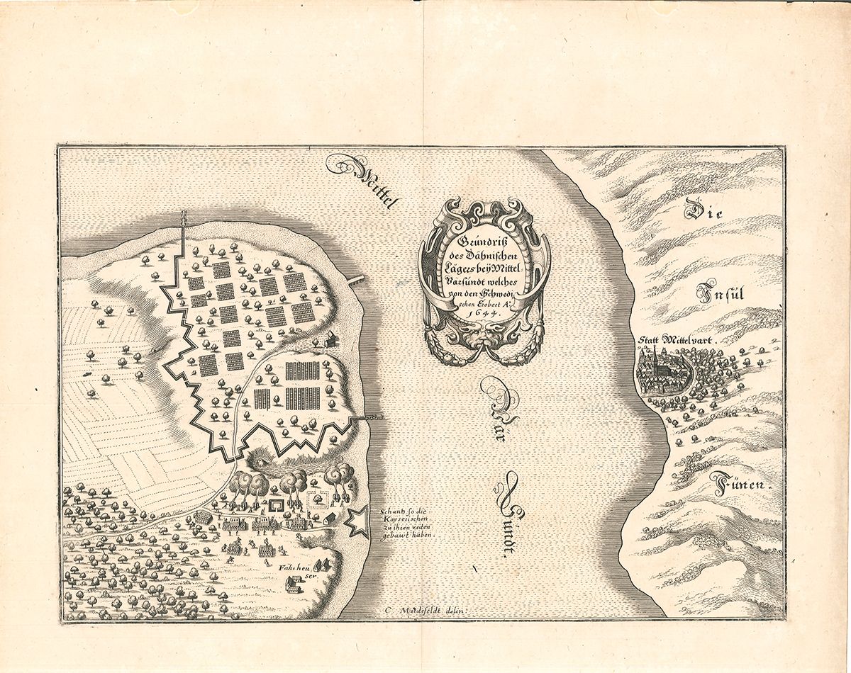 Grundriß des Dähnischen Lagers bey Mittelvarsundt welches von den Schwedischen Erobert A° 1644.