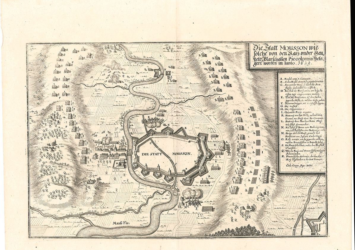 MOUSSON - CAPPI, Carlo (del.). Die Statt Mousson wie solche von den Kay. under sen. Marschallen Piccolomini belagert worden im Iunio 1639.