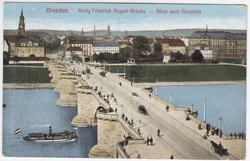  Dresden. Knig Friedrich August-Brcke - Blick nach Neustadt.