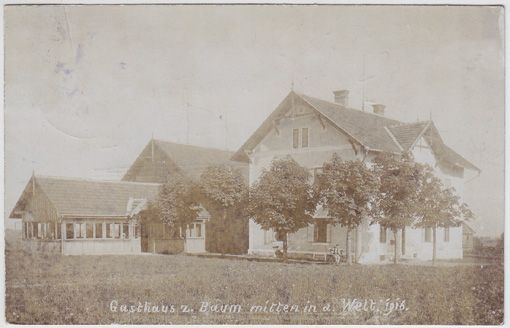  Gasthaus z. Baum mitten in d. Welt. 1916.