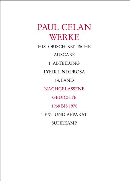 Nachgelassene Gedichte 1968-1970 - Celan, Paul